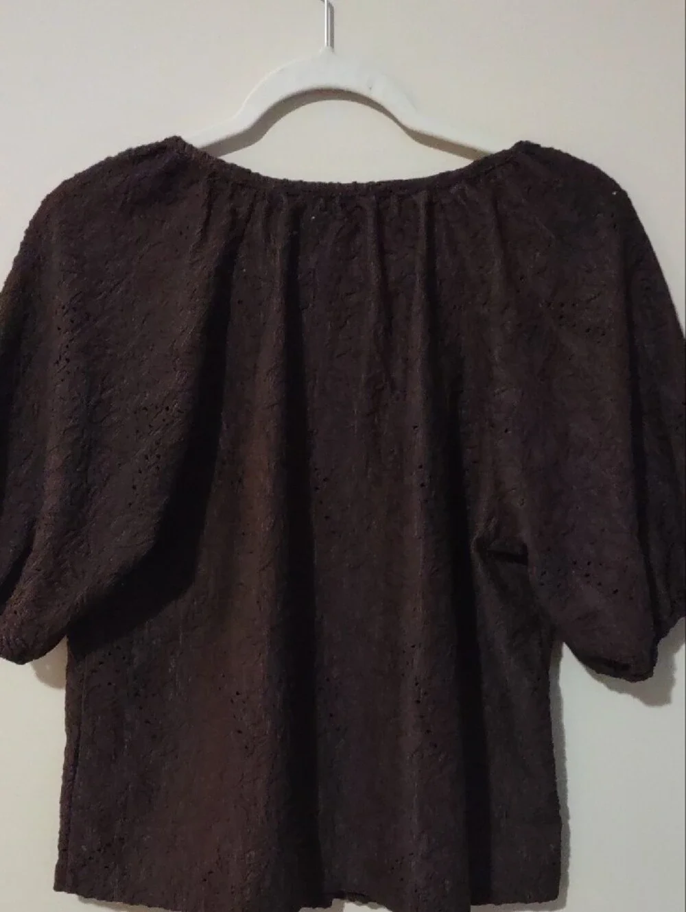 NWT Michael Kors Chocolate Brown Eyelet Button Front Blouse Medium